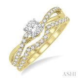 5/8 Ctw Diamond Wedding Set with 1/2 Ctw Round Cut Engagement Ring and 1/5 Ctw Wedding Band in 14K Yellow and White Gold