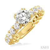 1 3/4 Ctw Diamond Engagement Ring with 3/4 Ct Round Cut Center Stone in 14K Yellow Gold