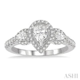 Pear Shape Past Present & Future Semi-Mount Diamond Engagement Ring