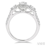 Pear Shape Past Present & Future Semi-Mount Diamond Engagement Ring