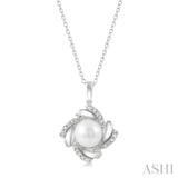 Silver Pearl & Diamond Pendant