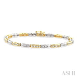 1 Ctw Channel Set Round Cut Diamond Bridge Bracelet in 14K White and Yellow Gold