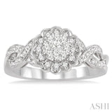 Flower Shape Lovebright Diamond Fashion Ring