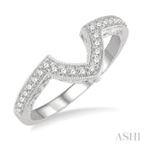 1/5 ctw Chevron Center Round Cut Diamond Wedding Band in 14K White Gold