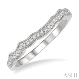 1/8 ctw Scalloped Edge Round Cut Diamond Wedding Band in 14K White Gold