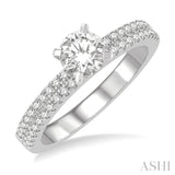 1/3 ctw Round Cut Diamond Semi Mount Engagement Ring in 14K White Gold