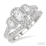 Oval Shape Past Present & Future Diamond Wedding Set