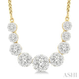 1 Ctw Round Cut Diamond Lovebright Necklace in 14K Yellow and White Gold