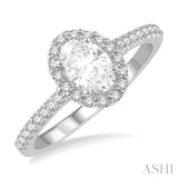 1/2 Ctw Oval Shape Semi-Mount Diamond Engagement Ring in 14K White Gold