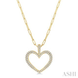 1/2 ctw Round Cut Diamond Heart Pendant With Chain in 14K Yellow Gold