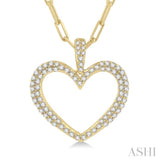 Pave-Set Heart Shape Paper Clip Diamond Fashion Pendant