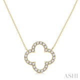 1/2 ctw Clover Round Cut Diamond Necklace in 14K Yellow Gold