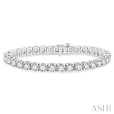 12 Ctw Square Shape Round Cut Diamond Tennis Bracelet in 14K White Gold