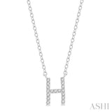 1/20 ctw Initial 'H' Round Cut Diamond Pendant With Chain in 14K White Gold