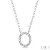 1/20 ctw Initial 'O' Round Cut Diamond Pendant With Chain in 14K White Gold