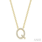 1/20 ctw Initial 'Q' Round Cut Diamond Pendant With Chain in 14K Yellow Gold