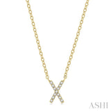 1/20 ctw Initial 'X' Round Cut Diamond Pendant With Chain in 14K Yellow Gold