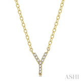 1/20 ctw Initial 'Y' Round Cut Diamond Pendant With Chain in 14K Yellow Gold