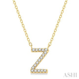 1/20 ctw Initial 'Z' Round Cut Diamond Pendant With Chain in 14K Yellow Gold