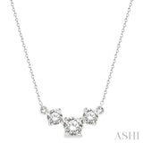 1 1/4 ctw Three Stone Round Cut Diamond Necklace in 14K White Gold