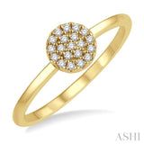 1/10 ctw Disc Shape Center Round Cut Diamond Petite Fashion Ring in 14K Yellow Gold