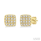 1/8 ctw Cushion Shape Round Cut Diamond Petite Fashion Earring in 14K Yellow Gold