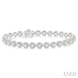 5 ctw Round Cut Diamond Halo Bracelet in 14K White Gold