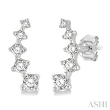 1/10 ctw Round Cut Diamond Petite Fashion Climbers in 14K White Gold